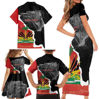 Personalized Haiti First Black Republic 1804 Family Matching Short Sleeve Bodycon Dress and Hawaiian Shirt Ayiti Citadel Laferriere