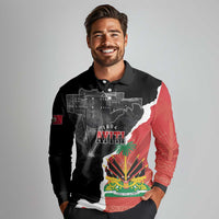 Personalized Haiti First Black Republic 1804 Long Sleeve Polo Shirt Ayiti Citadel Laferriere