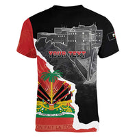 Personalized Haiti First Black Republic 1804 Women V-Neck T-Shirt Ayiti Citadel Laferriere