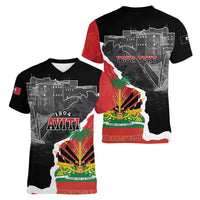 Personalized Haiti First Black Republic 1804 Women V-Neck T-Shirt Ayiti Citadel Laferriere