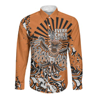 Canada Indigenous Orange Long Sleeve Button Shirt Haida Art Thunder Bird