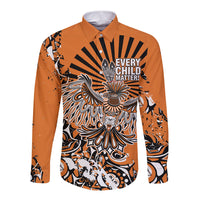 Canada Indigenous Orange Long Sleeve Button Shirt Haida Art Thunder Bird