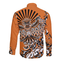 Canada Indigenous Orange Long Sleeve Button Shirt Haida Art Thunder Bird