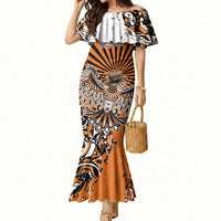 Canada Indigenous Orange Mermaid Dress Haida Art Thunder Bird