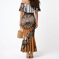 Canada Indigenous Orange Mermaid Dress Haida Art Thunder Bird