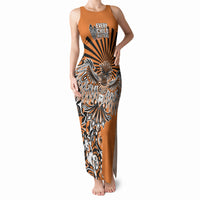 Canada Indigenous Orange Tank Maxi Dress Haida Art Thunder Bird