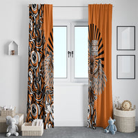 Canada Indigenous Orange Window Curtain Haida Art Thunder Bird