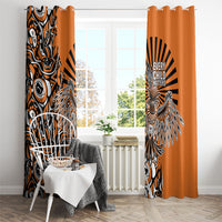 Canada Indigenous Orange Window Curtain Haida Art Thunder Bird