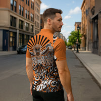 Canada Indigenous Orange Zipper Polo Shirt Haida Art Thunder Bird