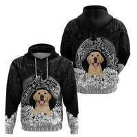 Personalised Dog Hoodie Golden Retriever With Polynesian Tapa Arch - Wonder Print Shop
