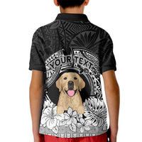 Personalised Dog Kid Polo Shirt Golden Retriever With Polynesian Tapa Arch - Wonder Print Shop