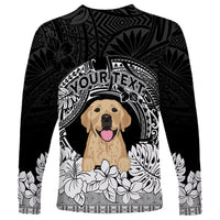 Personalised Dog Long Sleeve Shirt Golden Retriever With Polynesian Tapa Arch - Wonder Print Shop