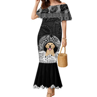 Personalised Dog Mermaid Dress Golden Retriever With Polynesian Tapa Arch - Wonder Print Shop