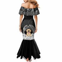 Personalised Dog Mermaid Dress Golden Retriever With Polynesian Tapa Arch - Wonder Print Shop