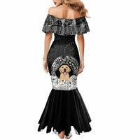 Personalised Dog Mermaid Dress Golden Retriever With Polynesian Tapa Arch - Wonder Print Shop