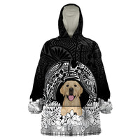 Personalised Dog Wearable Blanket Hoodie Golden Retriever With Polynesian Tapa Arch - Wonder Print Shop