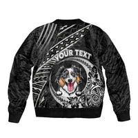 Personalised Polynesian Dog Bomber Jacket With Australian Shepherd - Crescent Style LT7 - Wonder Print Shop