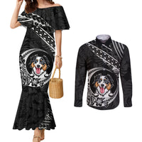 personalised-polynesian-dog-couples-matching-mermaid-dress-and-long-sleeve-button-shirts-with-australian-shepherd-crescent-style