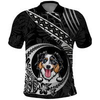 Personalised Polynesian Dog Polo Shirt With Australian Shepherd - Crescent Style - Wonder Print Shop