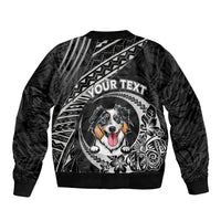 Personalised Polynesian Dog Sleeve Zip Bomber Jacket With Australian Shepherd - Crescent Style - Wonder Print Shop