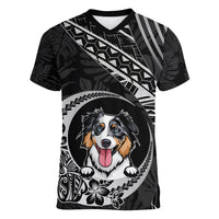 Personalised Polynesian Dog Women V Neck T Shirt With Australian Shepherd - Crescent Style - Wonder Print Shop