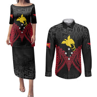 Personalised PNG Couples Matching Puletasi Dress and Long Sleeve Button Shirts Papua Motuan Mirror Style LT7 - Wonder Print Shop