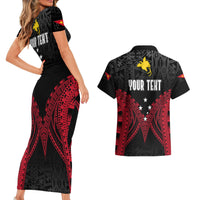 Personalised PNG Couples Matching Short Sleeve Bodycon Dress and Hawaiian Shirt Papua Motuan Mirror Style LT7 - Wonder Print Shop