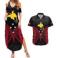 Personalised PNG Couples Matching Summer Maxi Dress and Hawaiian Shirt Papua Motuan Mirror Style LT7 - Wonder Print Shop