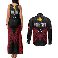 Personalised PNG Couples Matching Tank Maxi Dress and Long Sleeve Button Shirts Papua Motuan Mirror Style LT7 - Wonder Print Shop