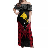 Personalised PNG Off Shoulder Maxi Dress Papua Motuan Mirror Style - Wonder Print Shop