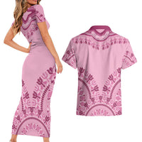 Dashiki Glamorous Pink Couples Matching Short Sleeve Bodycon Dress and Hawaiian Shirt Breast Cancer Awareness - Wonder Print Shop