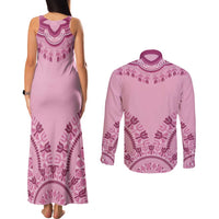 Dashiki Glamorous Pink Couples Matching Tank Maxi Dress and Long Sleeve Button Shirt Breast Cancer Awareness - Wonder Print Shop