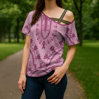 Dashiki Glamorous Pink Cross Shoulder Shirt Breast Cancer Awareness - Wonder Print Shop