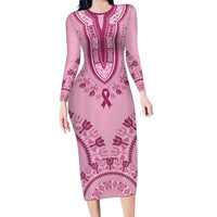 Dashiki Glamorous Pink Family Matching Long Sleeve Bodycon Dress and Hawaiian Shirt Breast Cancer Awareness - Wonder Print Shop