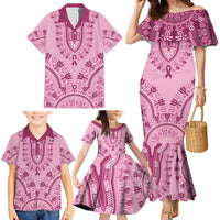 Dashiki Glamorous Pink Family Matching Mermaid Dress and Hawaiian Shirt Breast Cancer Awareness - Wonder Print Shop
