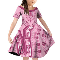 Dashiki Glamorous Pink Family Matching Off Shoulder Short Dress and Hawaiian Shirt Breast Cancer Awareness - Wonder Print Shop