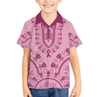 Dashiki Glamorous Pink Family Matching Off Shoulder Short Dress and Hawaiian Shirt Breast Cancer Awareness - Wonder Print Shop