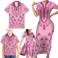 Dashiki Glamorous Pink Family Matching Short Sleeve Bodycon Dress and Hawaiian Shirt Breast Cancer Awareness - Wonder Print Shop