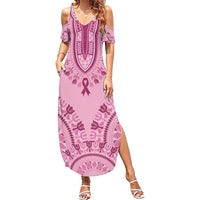 Dashiki Glamorous Pink Family Matching Summer Maxi Dress and Hawaiian Shirt Breast Cancer Awareness - Wonder Print Shop