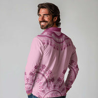 Dashiki Glamorous Pink Long Sleeve Polo Shirt Breast Cancer Awareness - Wonder Print Shop