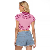 Dashiki Glamorous Pink Raglan Cropped T Shirt Breast Cancer Awareness - Wonder Print Shop