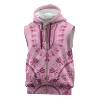 Dashiki Glamorous Pink Sleeveless Zip Hoodie Breast Cancer Awareness - Wonder Print Shop