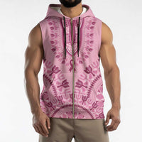 Dashiki Glamorous Pink Sleeveless Zip Hoodie Breast Cancer Awareness - Wonder Print Shop