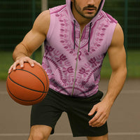 Dashiki Glamorous Pink Sleeveless Zip Hoodie Breast Cancer Awareness - Wonder Print Shop