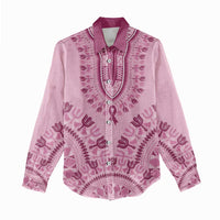 Dashiki Glamorous Pink Women Casual Shirt Breast Cancer Awareness - Wonder Print Shop