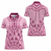 Dashiki Glamorous Pink Women Polo Shirt Breast Cancer Awareness - Wonder Print Shop