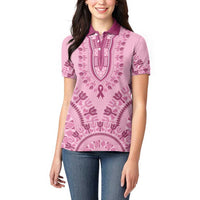 Dashiki Glamorous Pink Women Polo Shirt Breast Cancer Awareness - Wonder Print Shop