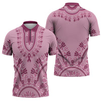 Dashiki Glamorous Pink Zipper Polo Shirt Breast Cancer Awareness - Wonder Print Shop