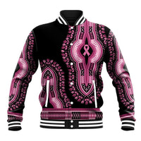 Breast Cancer Awareness Pink Ribbon Baseball Jacket Dashiki Style - Wonder Print Shop