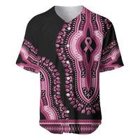 Breast Cancer Awareness Pink Ribbon Baseball Jersey Dashiki Style - Wonder Print Shop